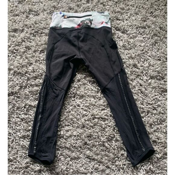Lululemon Extra Mile Black reflective CROP LEGGINGS sz 2 21” - Picture 6 of 6